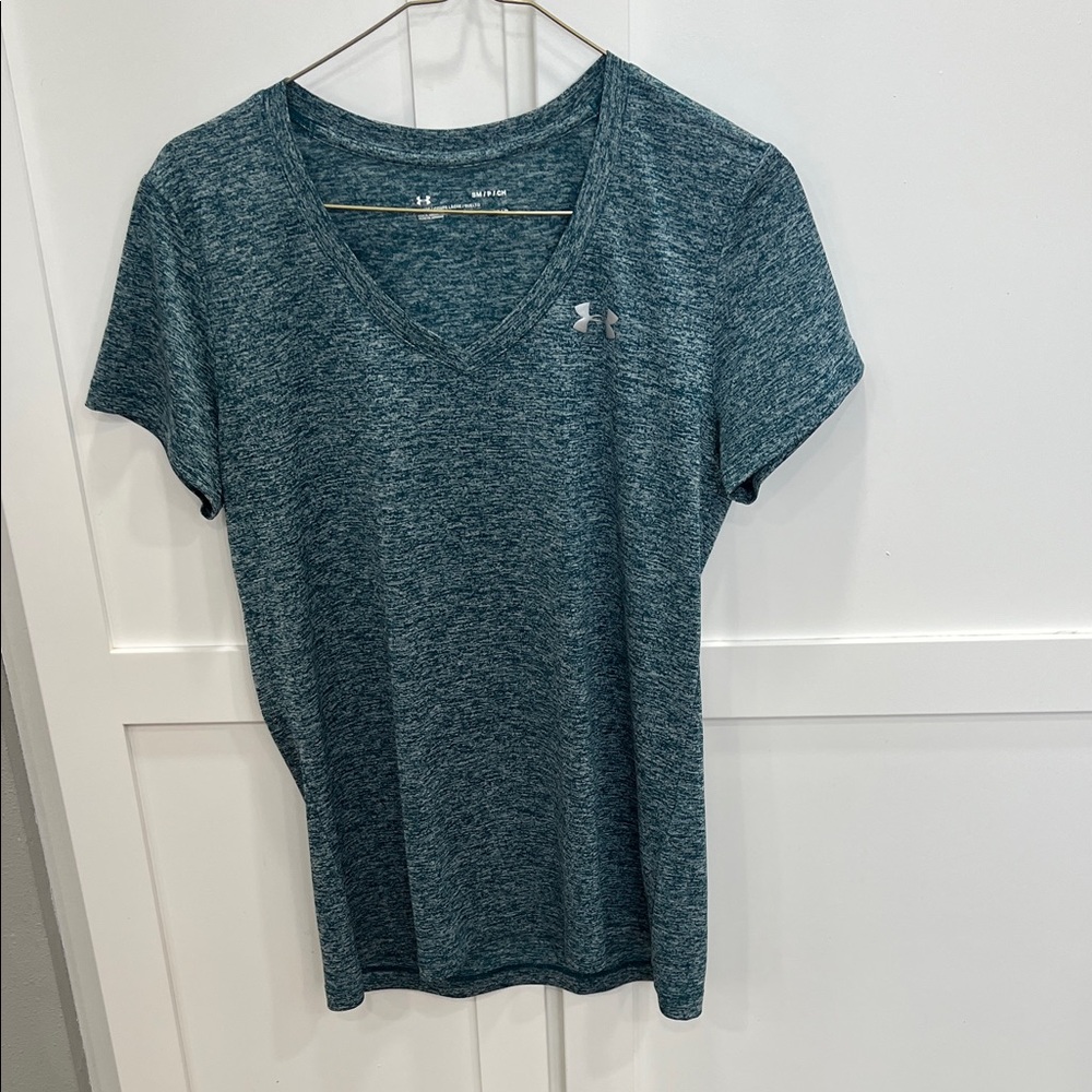 Under Armour Women's Heathered Teal V-Neck Tee